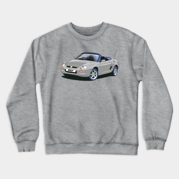 MG MGF Car in Platinum Silver Crewneck Sweatshirt by Webazoot